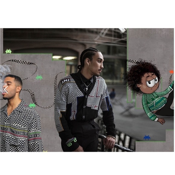 Anz Retoro Monochrome Crew Neck Sweater In Black with White Size S NWOT - Picture 10 of 11